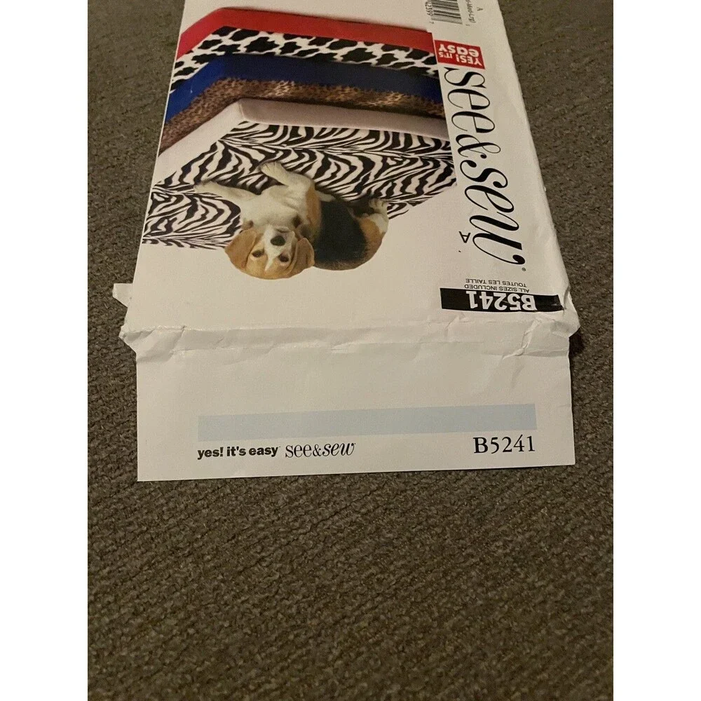 McCalls See Sew B5241 Pet Bed Sewing Pattern Crafts Small Medium Large